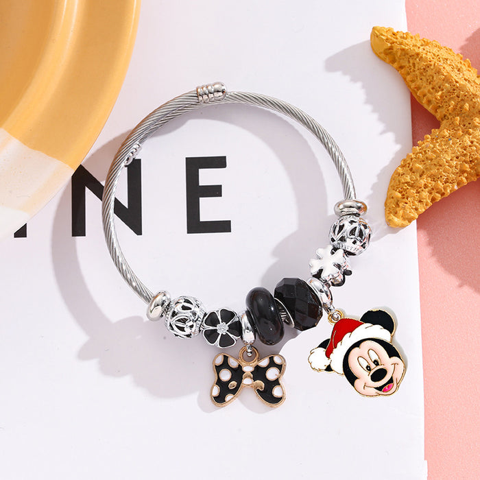 Wholesale Stainless Steel Plated Cartoon Couple Bracelet Bow Design Jewelry Accessory for Women