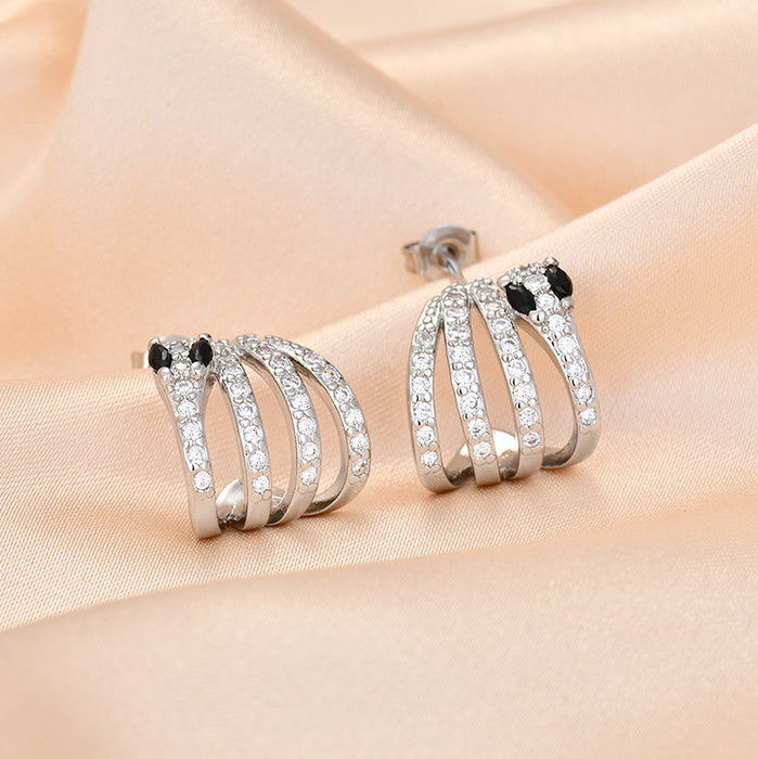 Wholesale New niche design with micro inlaid zircon earrings, exquisite and fashionable earrings and studs