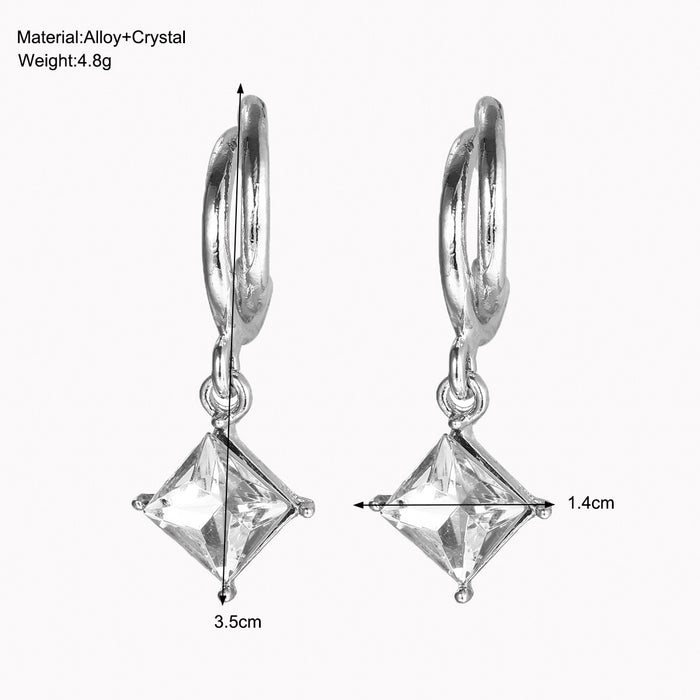 Wholesale Rhombus Zircon Alloy Earrings JDC-ES-HZS006