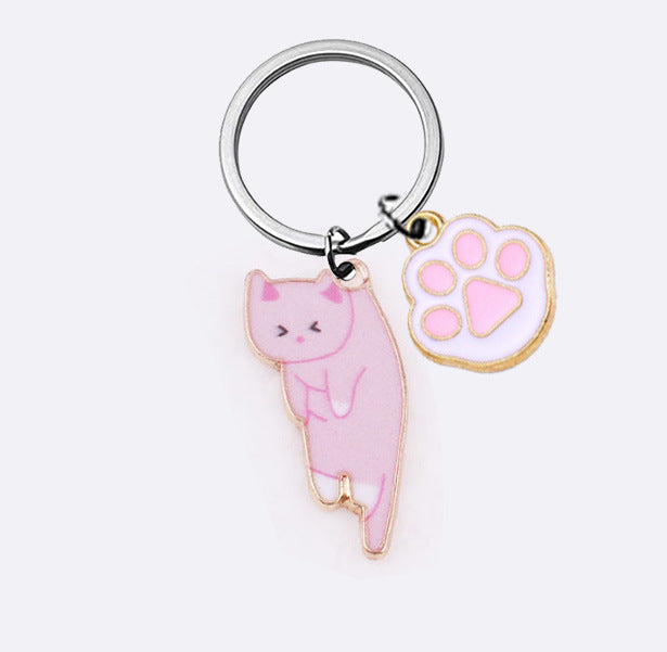 Wholesale Cute cartoon Cat keychain alloy dripping accessories student backpack pendant small gift