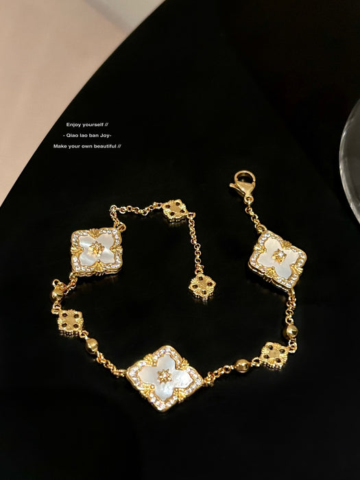 Wholesale Open sparkling diamond woven gold bracelet