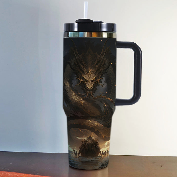 Wholesale 3D Neon Dragon Pattern Handle of Thermos Cup - Dark Magical Dragon Design