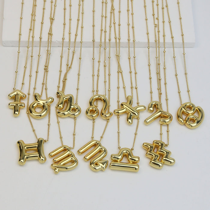 Wholesale 2PCS 12 Zodiac Brass Bubble Necklace JDC-NE-BaiYi011