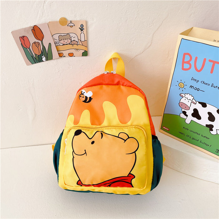 Wholesale Children' s cartoon pattern color-blocked Oxford cloth backpack