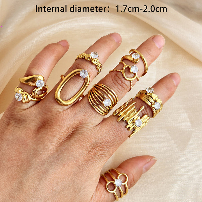 Wholesale 2pcs diamond ring stainless steel Adjustable ring