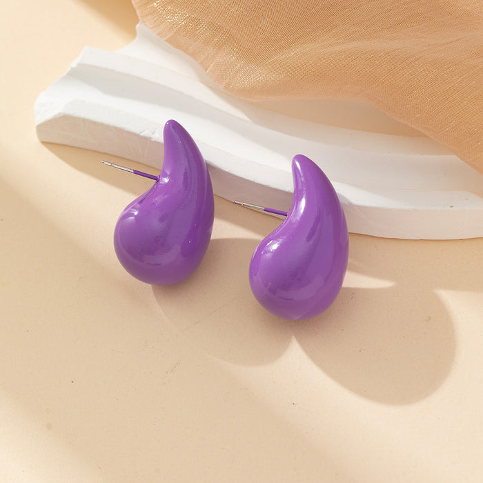 Wholesale Water droplet shaped earrings with a simple temperament and tear drop enamel anti allergic earrings