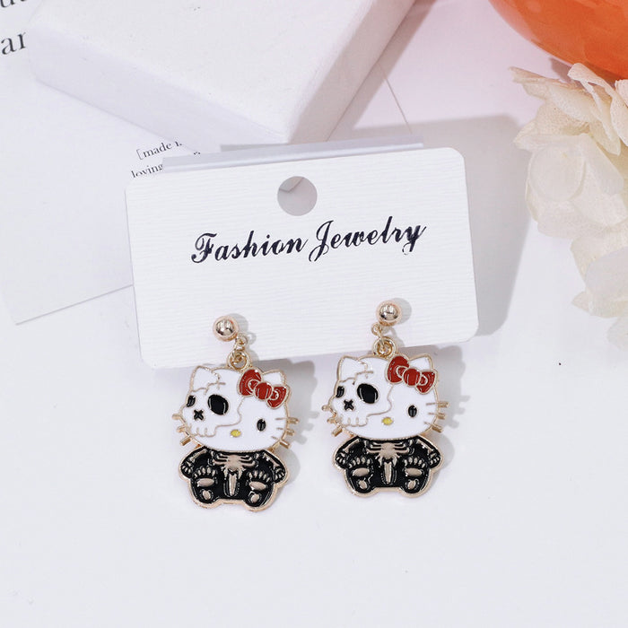 Wholesale Electroplated Metal  Earrings Cute Ghost Pumpkin Design Fashion Accessory MOQ≥2