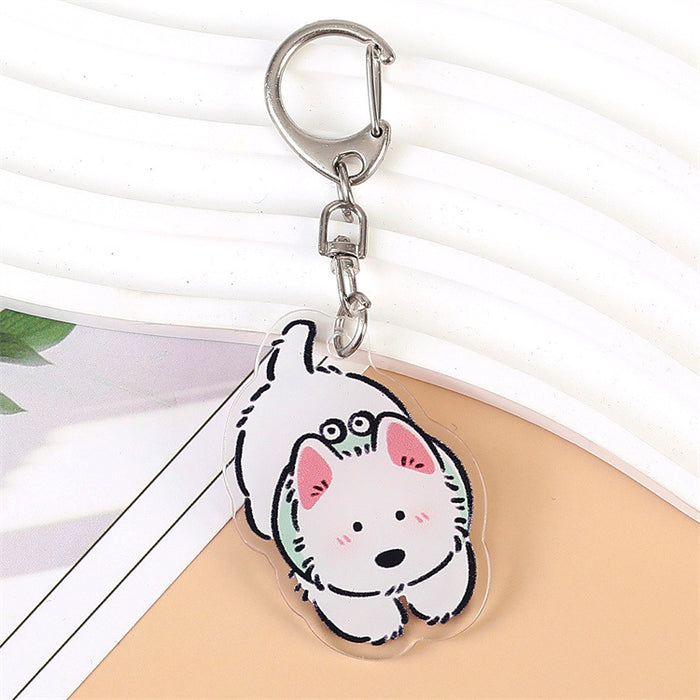 Wholesale Double-Sided Acrylic Cartoon Bichon Puppy Keychain Cute Bag Charm MOQ≥2