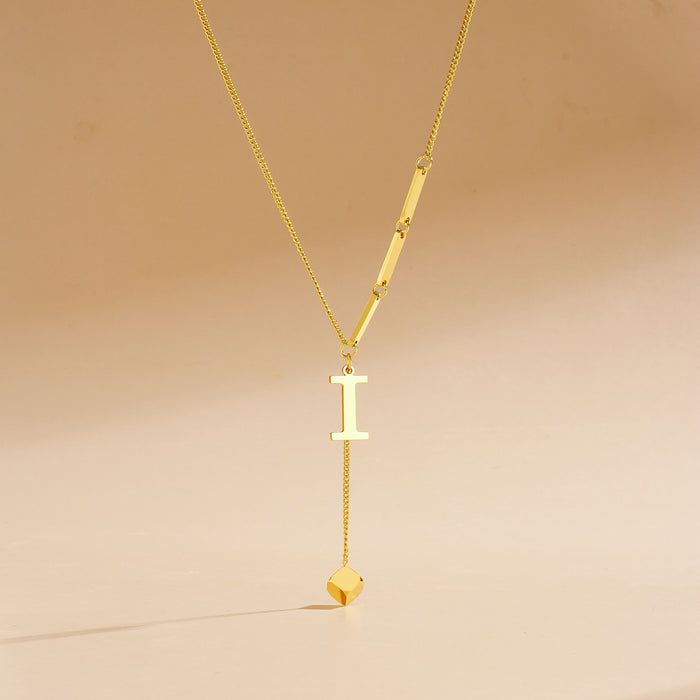 Wholesale Stainless Steel Necklace with Long  Block-Letter Tassel Pendant