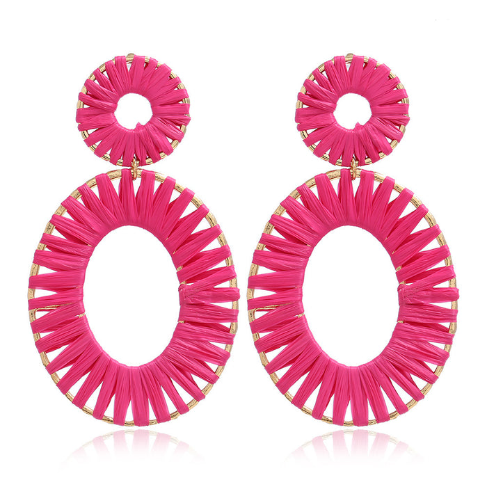 Wholesale 10pcs Rose Red Geometric Alloy Earrings JDC-ES-HengX005