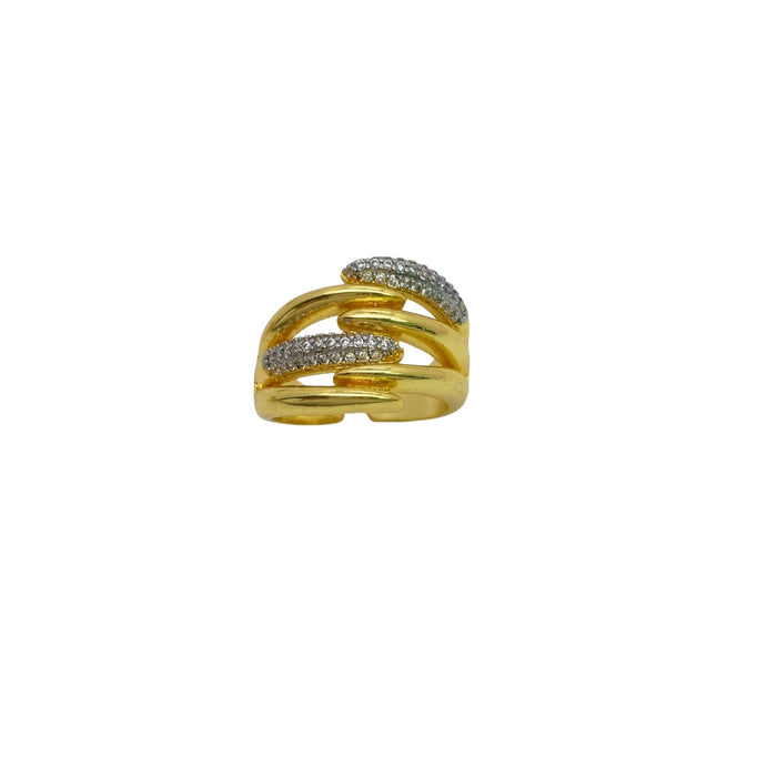 Wholesale Zircon inlaid Cuban ring, simple and fashionable gold-plated couple ring, trendy accessory