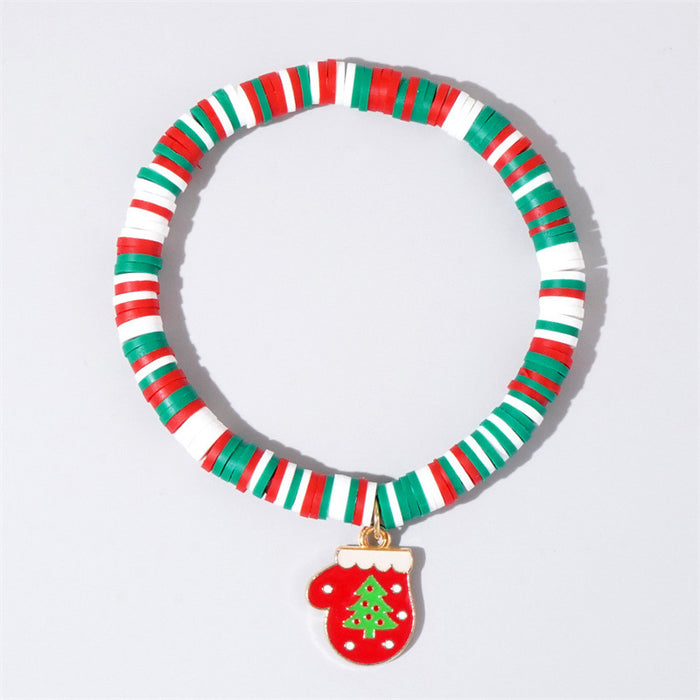 Wholesale Handmade Christmas Polymer Clay Beaded Bracelet Snowflake Design