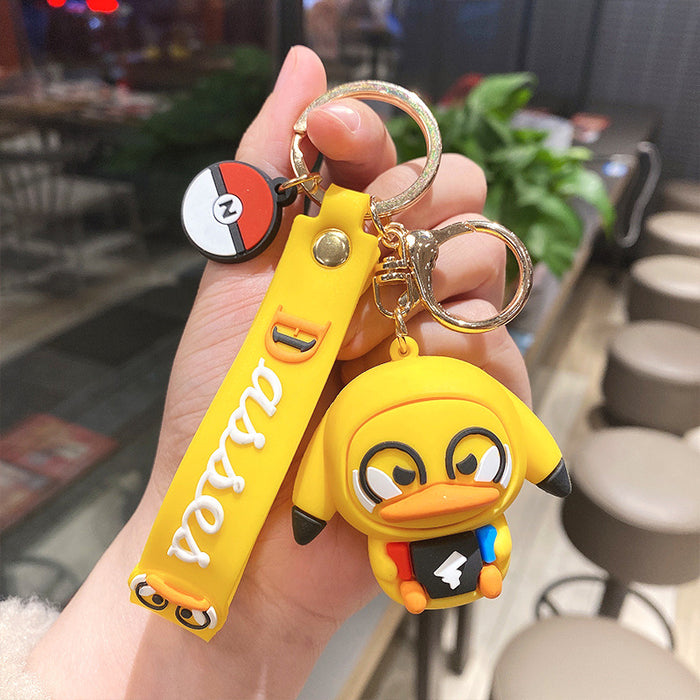 Wholesale Cartoon Burger Duck Silicone Keychain JDC-KC-LeZi003