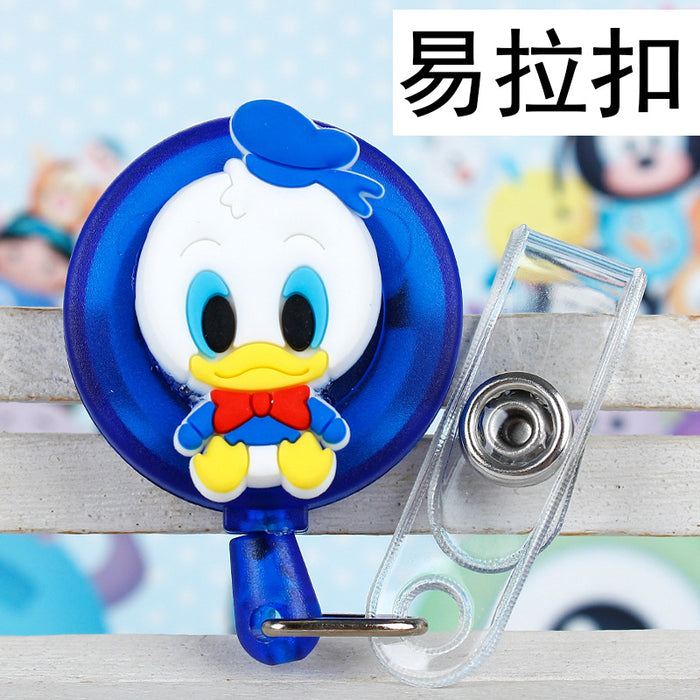 Wholesale Cartoon Badge Scroll Retractable Plastic Keychain JDC-KC-LuoKe003