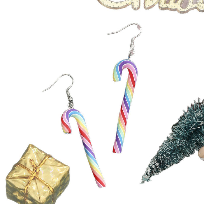 Wholesale Christmas candy cane star earrings