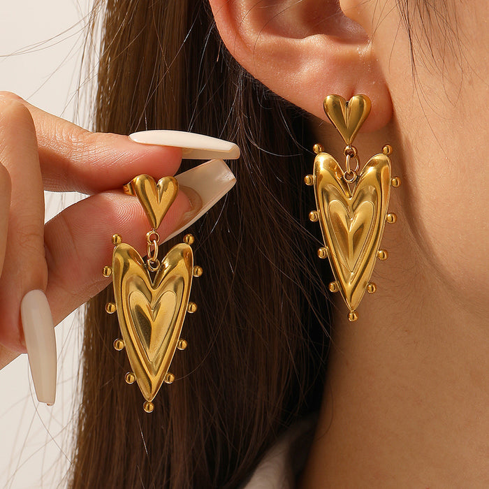 Wholesale Geometric earrings  exaggerated heart-shaped stud earrings   titanium steel   light luxury style  high-end earrings