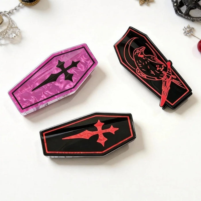 Wholesale  Gothic Punk Coffin Hair Claw Clip PVC Decorative Hair Accessory Party Gift Boutique Resale