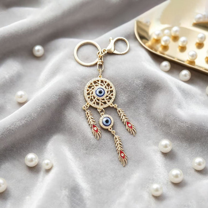 Wholesale Dream Catcher Keychain with Diamond Accents Zinc Alloy Bag Charm