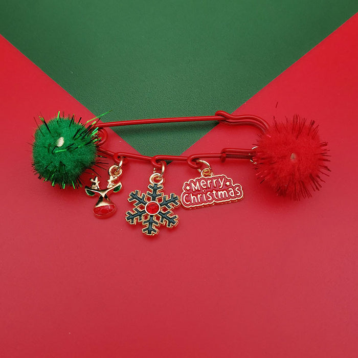 Wholesale Christmas brooch  snowflake elk bell Christmas tree pin gift