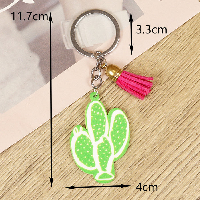 Wholesale keychain retro western do old cactus love cowboy hat cow zebra hoof pink tassel