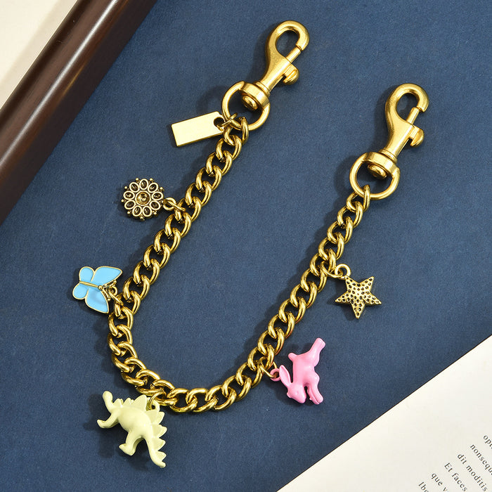 Wholesale Stylish Dinosaur Rabbit Bag Charm Chain Alloy Gold Tone Pendant Cute Animal Decorative Accent