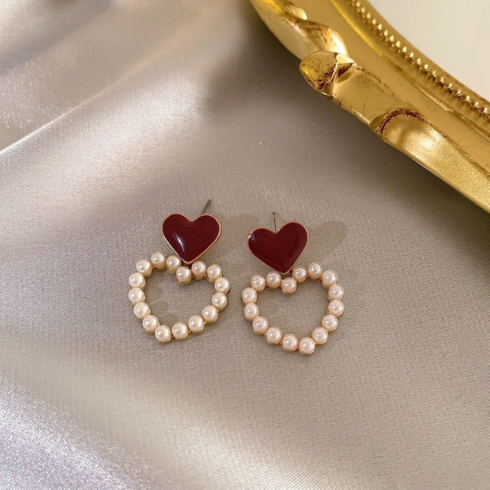 Wholesale Heart Pearl Earrings JDC-ES-MYY013