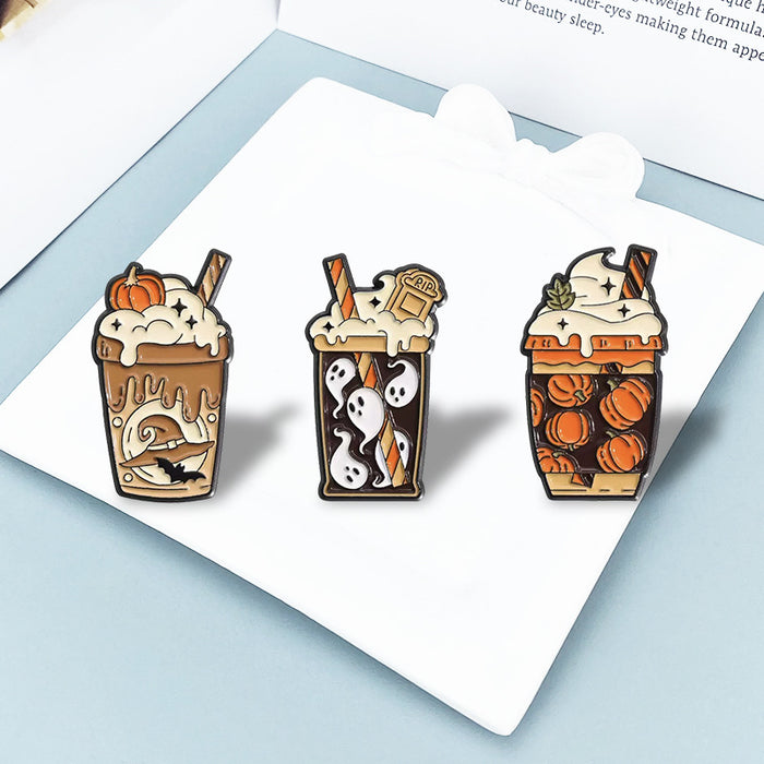 Wholesale  Zinc Alloy Cartoon Brooch Pin Pumpkin Skull Baked Enamel Badge MOQ≥2