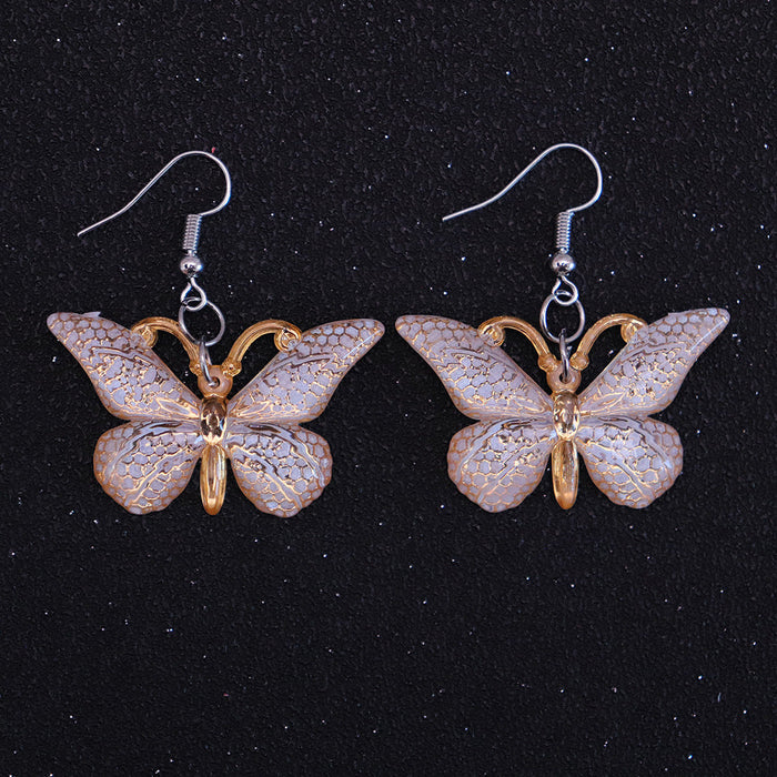 Wholesale Resin Earrings Fun Cute Retro Colorful Butterfly JDC-ES-niqing018