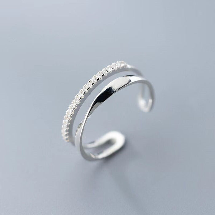 Wholesale Pure silver double-layer open ring, women's niche design, fashionable and personalized ring