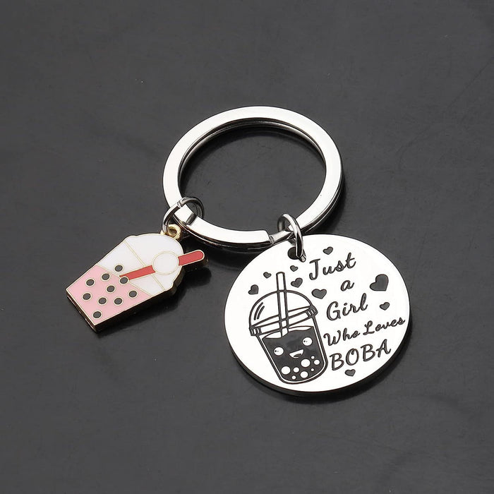 Wholesale Stainless Steel Bubble Tea Key Chain JDC-KC-XinJun004