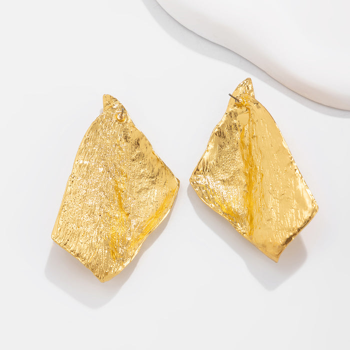 Wholesale Wrinkled metal earrings,  exaggerated irregular earrings,  business teardrop earrings