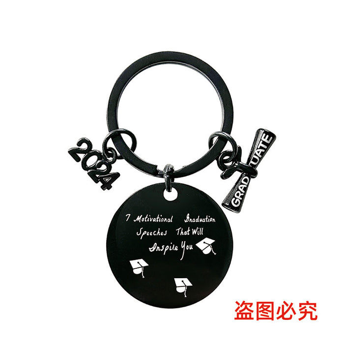 Wholesale Graduation Season Gift Round Stainless Steel Keychain JDC-KC-GangGu049