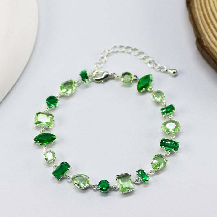 Wholesale Oval Zircon Bracelet for Women,  Emerald Streamer Crystal Candy Bracelet