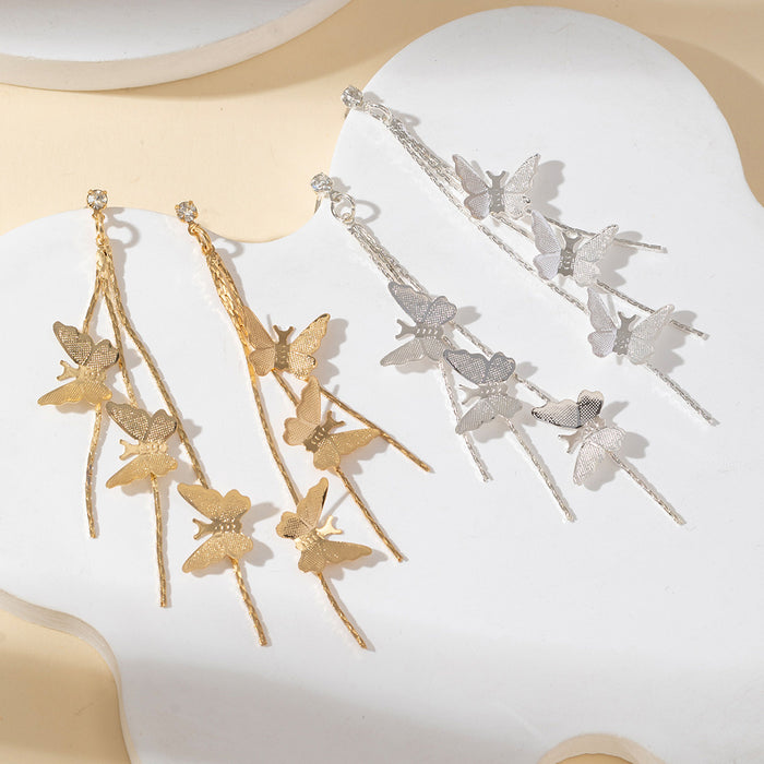 Wholesale Butterfly earrings  long tassel earrings