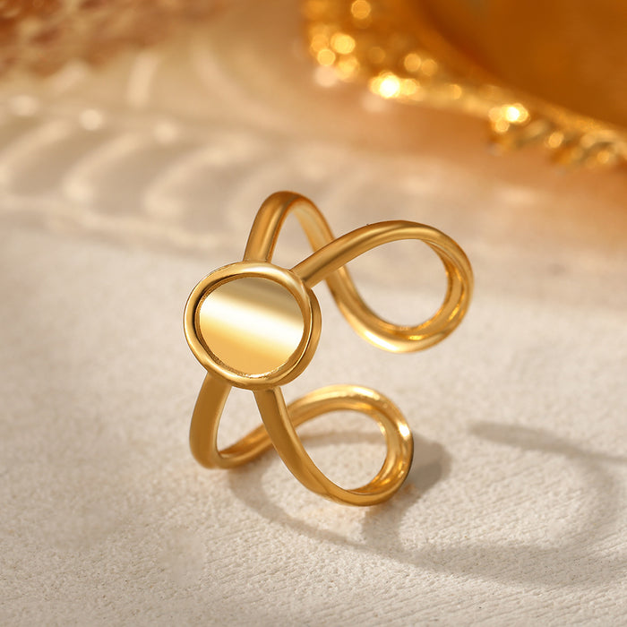 Wholesale Stainless steel ring with fashionable and minimalist style, geometric hollow opening and hand decoration ring