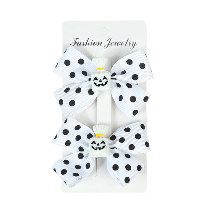 Wholesale Halloween Children Double Bow Fabric Hair Clip JDC-HC-QiuN011