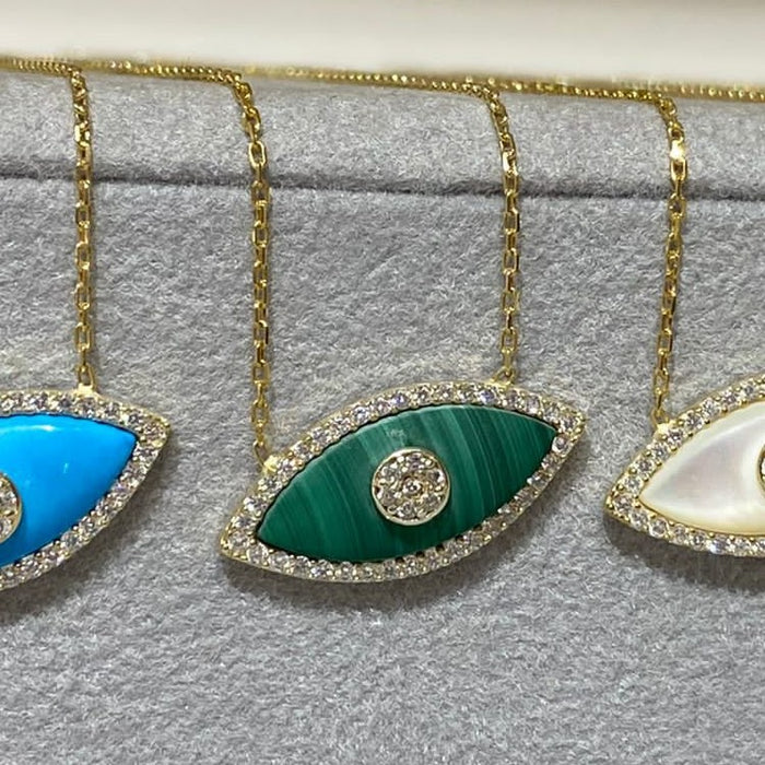 Wholesale Devil's Eye Zircon Necklace Pendant Gold Plated