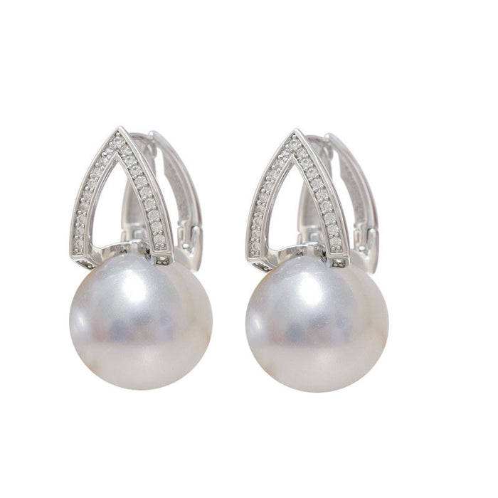 Wholesale Heart-shaped Pearl Ear Buckle Light Luxury Zircon Earrings