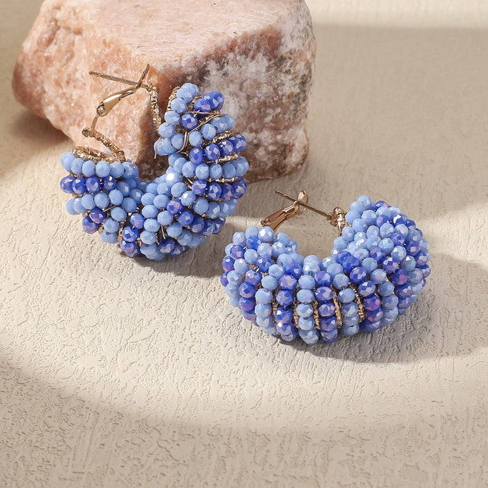 Wholesale New Fashionable Simple Circular Handmade Beaded Earrings and Ear Accessories