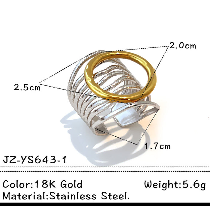 Wholesale stainless steel wide color-blocking Adjustable rings