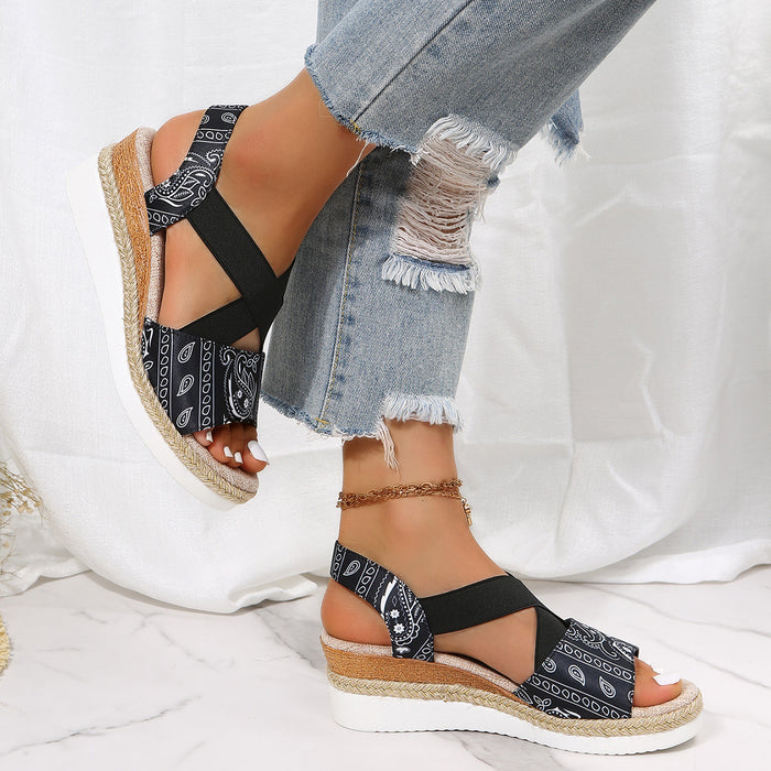 Wholesale Summer PU Flat Wedge Heel Fish Mouth Casual Women's Sandals JDC-SD-Xinlan001