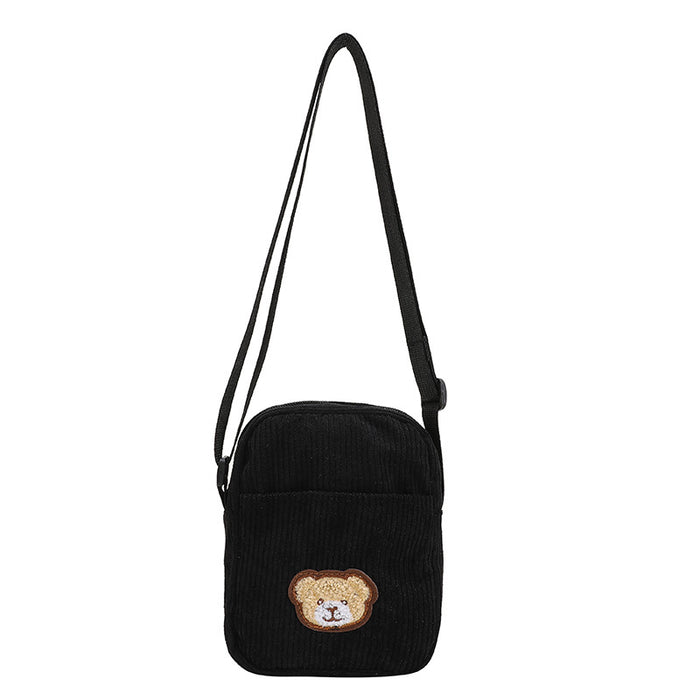 Wholesale Student Cute Bear Cartoon Corduroy Shoulder Bag