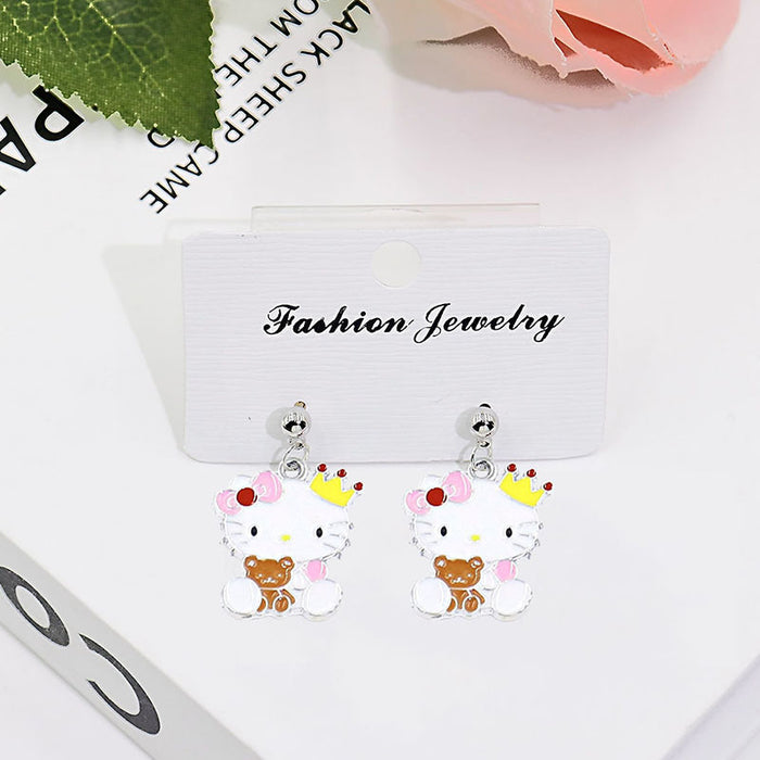 Wholesale Cute Cartoon Cat Short Earrings Metal Electroplated Fashion Jewelry Accessory for Women