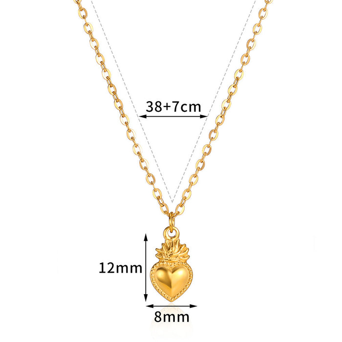 Wholesale  Stainless steel heart-shaped zircon pearl pendant necklace