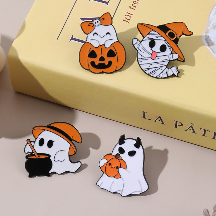 Wholesale  cartoon brooch metal decorative badge cute pumpkin ghost alloy brooch bag accessories