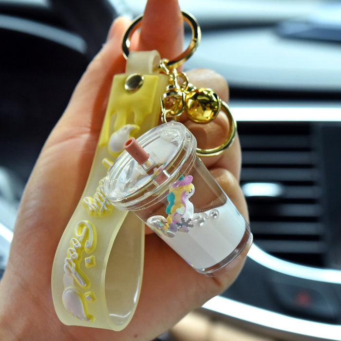 Wholesale Liquid Quicksand Unicorn Oil-Filled Keychain
