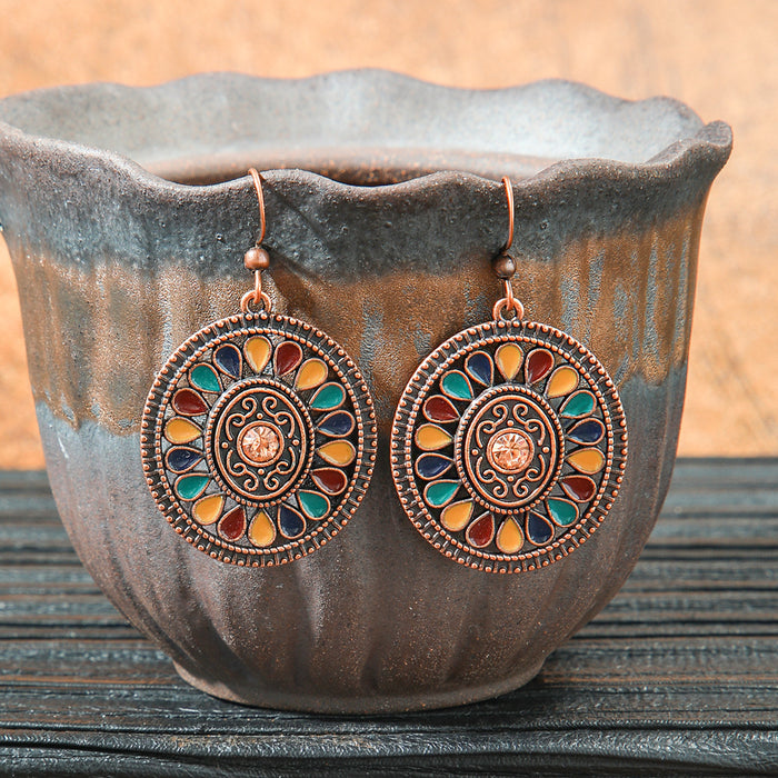 Wholesale 2pcs retro ethnic geometric turquoise earrings