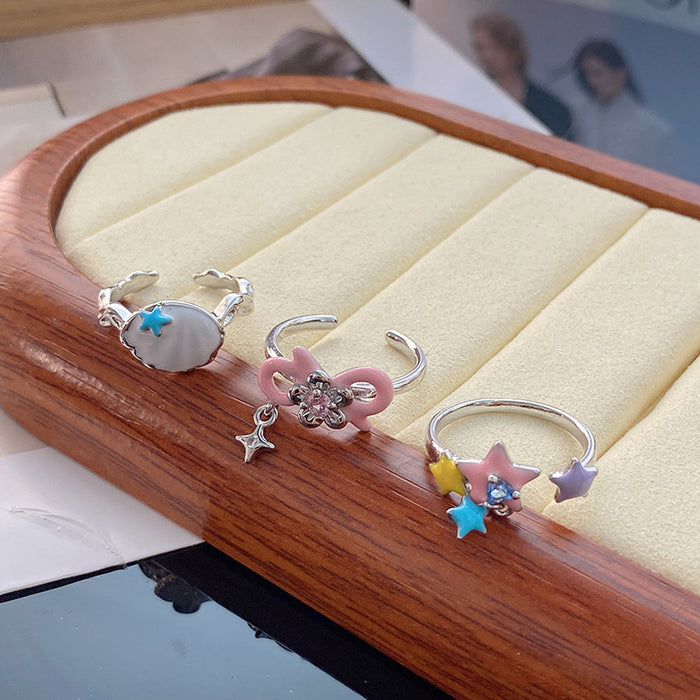 Wholesale Drip glazed star ring, niche design, index finger ring, fashionable and personalized ring