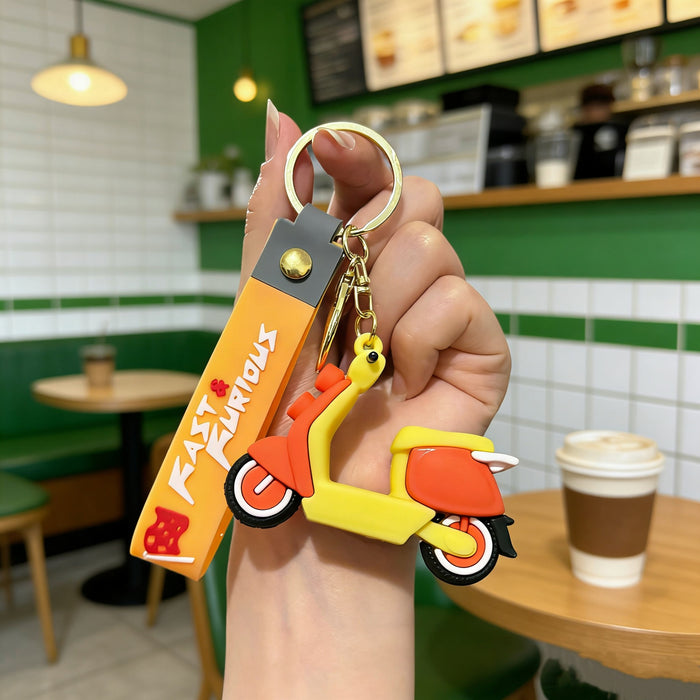 Wholesale Trendy Motorcycle Cartoon Silicone Keychain Decorative Accessory Wedding Gift