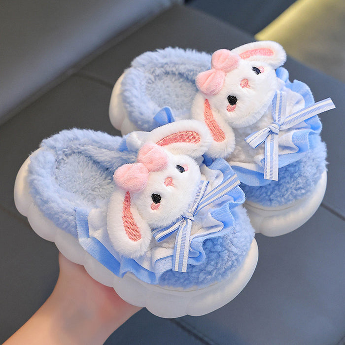 Wholesale New Winter Children's Cotton Slippers for Girls Cute Warm Plush Rabbit Furry Baby Home Cotton Slippers JDC-SP-Langd006